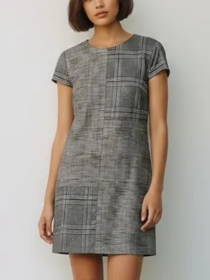 Alice + Olivia Gray Plaid Patchwork Mini Dress thumbnail 3