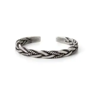NEW Solid Unisex Braided 925‎ Sterling Silver Cuff Bracelet thumbnail 2