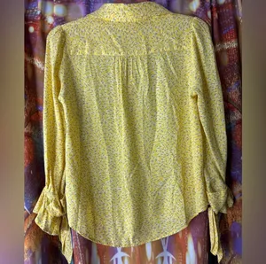 Maeve Yellow Collared Button-Down Tie Cuff Long Sleeve Blouse✨ thumbnail 8