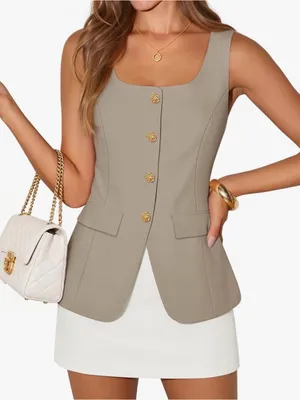 Amazon ZESICA NWT Women's Summer Business Casual Sleeveless Blazer Vest thumbnail 1