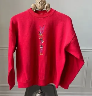 Vintage 90s Mickey & Co Disney Embroidered Crewneck Sweatshirt Red L thumbnail 1