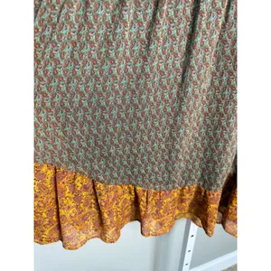 Pull&Bear Paisley Boho Babydoll Tiered Dress XL Brown Orange Peasant Cottagecore thumbnail 6