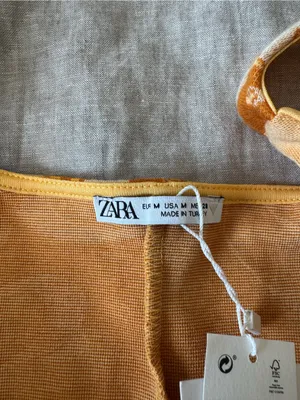 NWT Zara Butter Yellow Cropped Corset Top thumbnail 4