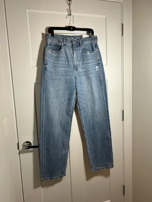American Eagle Size 12 baggy mom jeans super high rise thumbnail 6