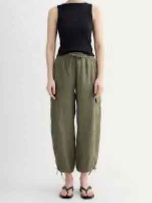 Vintage Petites Linen Blend Cargo Pants Green Size Petite Large thumbnail 4