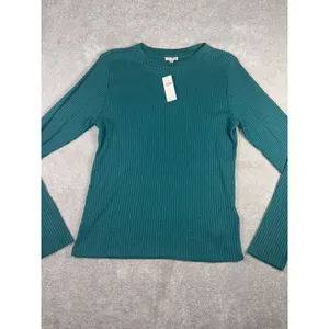 Pilcro crew neck long sleeve shirt green ribbed nwt Large thumbnail 2