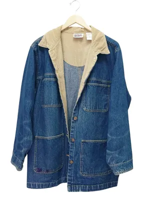 Vintage Bill Blass Jeans Denim Chore Jacket XL Corduroy Collar Barn Workwear thumbnail 5