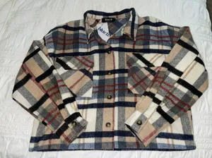 These Three Boutique Blue B Plaid Shacket thumbnail 1