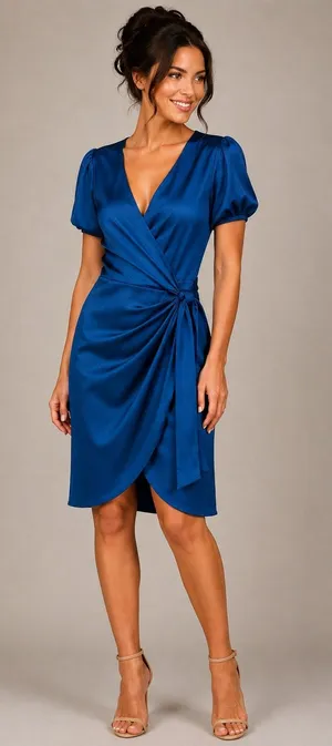 NWT Lulus Blue Wrap Cocktail Dress - Size M thumbnail 1