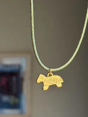 Handmade gold tone stainless steel horse pony necklace💚🎠 thumbnail 4