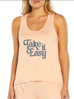 Wildfox Take It Easy Peach Orange Graphic Tank Top Size Medium thumbnail 1