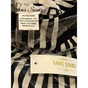 NWT Sans Souci Striped Lightweight Satin Feel Trouser Ankle Pant M Black White thumbnail 10