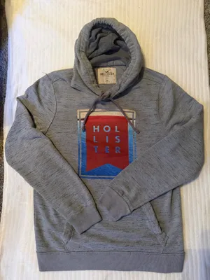 Hollister Grey Graphic Hoodie Size M Unisex Spell Out Logo thumbnail 3