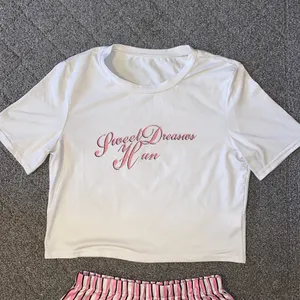 SHEIN Slogan And Stripe Print Pajama Set thumbnail 10