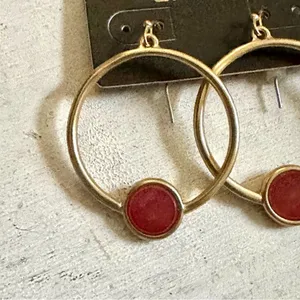 Chico’s Brooklyn gold tone and red earrings thumbnail 2
