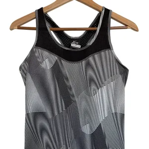 Nike Pro Dri-FIT Womens Racerback Tank Top Black Gray‎ Geometric Mesh Size M thumbnail 5