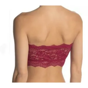 Free People Intimately Bandeau Bra Lacey Looks Burgundy Small Strapless New Red thumbnail 3