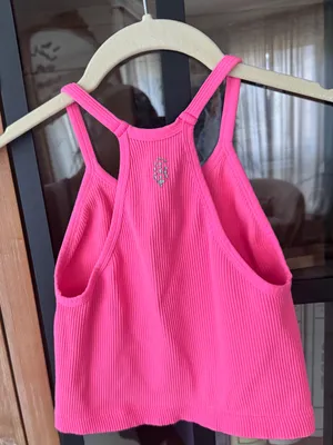 FP Movement Happiness Runs Hot Pink Crop Racerback Ribbed Tank neon XS/S top thumbnail 3