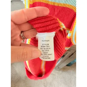 MOTHER The Chins Up Sleeveless Dress Women Red Mint Stripe XS thumbnail 5