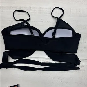 High Waisted Printing Front Criss Cross Cutout Bandage Bathing Suit with Bottom thumbnail 7