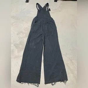 Aerie wide leg cropped charcoal overalls medium thumbnail 10