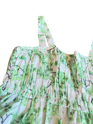 J. Crew Gathered Tank Midi Dress Lime Cherry Blossoms Smocked Cotton Size 8 NWT thumbnail 4