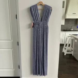 sabina Musayev Emmeline V-Neck Lurex Maxi Dress NEW Size Small thumbnail 2
