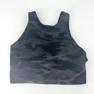 Athleta Racerback Sports Bra‎ Camo Grey Blue Black Size Medium thumbnail 1