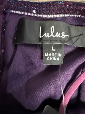 Lulus Purple Metallic Rhinestone Bodycon Mini Dress Size L NWT thumbnail 6