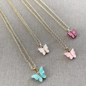 White Butterfly Necklace 14k Gold thumbnail 5