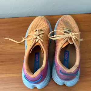 Hoka Women’s Rincon 3 Running Workout Athletic Shoes 7.5B Orange Pink‎ Blue thumbnail 3