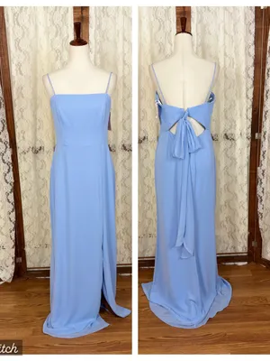 Beautiful New Dessy Collection Thread Sky Blue Chiffon Gown! thumbnail 2