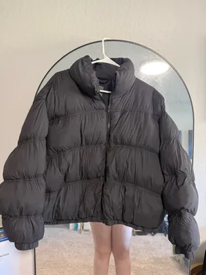Wild Fable Black Cropped Puffer Jacket thumbnail 1