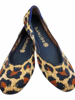 Rothy’s The Flat Knit Leopard Print Round Toe Ballet Flats Women’s Size 7.5 thumbnail 1