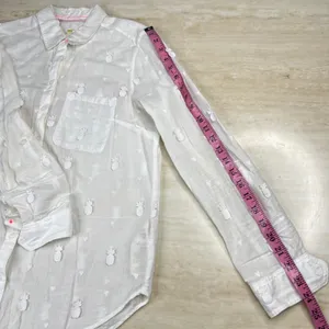 Maeve Anthropologie White Pineapple Embroidered Button Down Shirt Size 6 thumbnail 9
