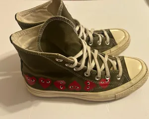 Chuck Taylor Converse  High-Top Sneakers with red Hearts thumbnail 1