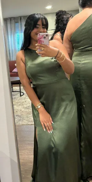 Birdy Grey Emerald Green Satin Maxi dress thumbnail 1
