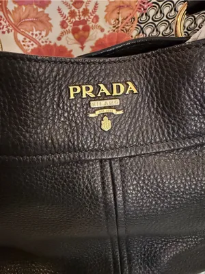 PRADA BR4393 Vitello Daino Leather East West Tote Black Gold 2-Way Bag thumbnail 2