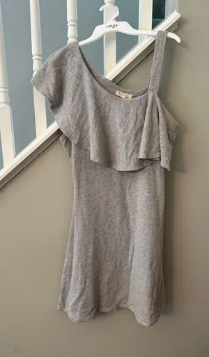 grey ruffle dress thumbnail 1
