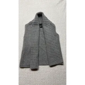 Theory Womens 100% Cashmere Open Front Shawl Collar Vest Heather Gray P 60878716 thumbnail 2