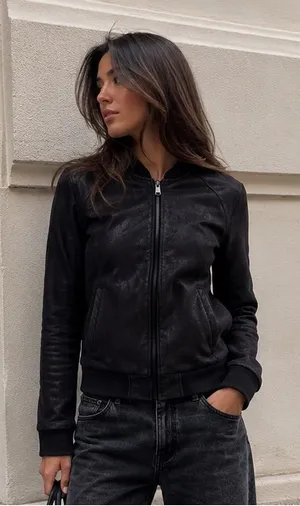 BNCI Faux Leather Bomber Jacket — Black Size M thumbnail 1