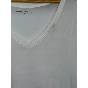 Abercrombie & Fitch Soft AF Drapey White Knit V-Neck Short Sleeve T-Shirt Size L thumbnail 5