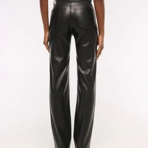 Abercrombie & Fitch 90s Straight Faux Leather Pants Black Ultra High Rise Size 1 thumbnail 2