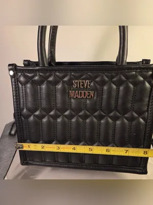Steve Madden Black Quilted Mini Satchel crossbody new without tag thumbnail 9