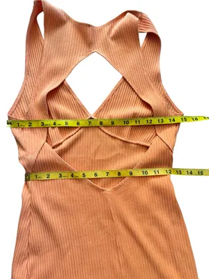 Reformation rib cut out mini dress in orange EUC thumbnail 9