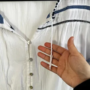 J Jill‎ Peasant Top Sz Medium Boho Western Embroidered Tassel Ties thumbnail 3