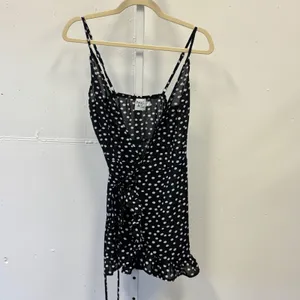 Princess Polly Polka Dot Wrap Mini Dress Black White Ruffle Hem Size US 2 Summer thumbnail 2