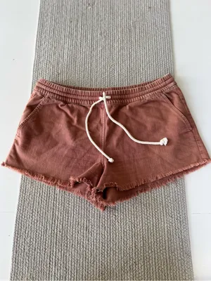 Aerie Burnt Sienna Orange Brown Cutoff Cotton Drawstring Shorts Size Small thumbnail 9