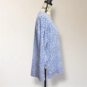 J. Crew M Blue Leopard Print Tunic Cotton‎ Long Sleeve Casual Animal Top NWT thumbnail 3