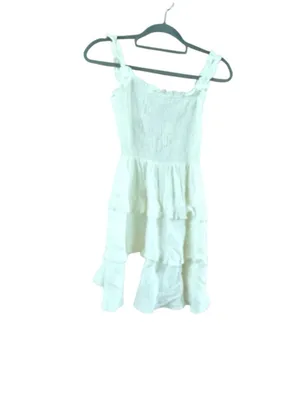 Women's Lulus White Tiered Ruffle Mini Dress XS thumbnail 3